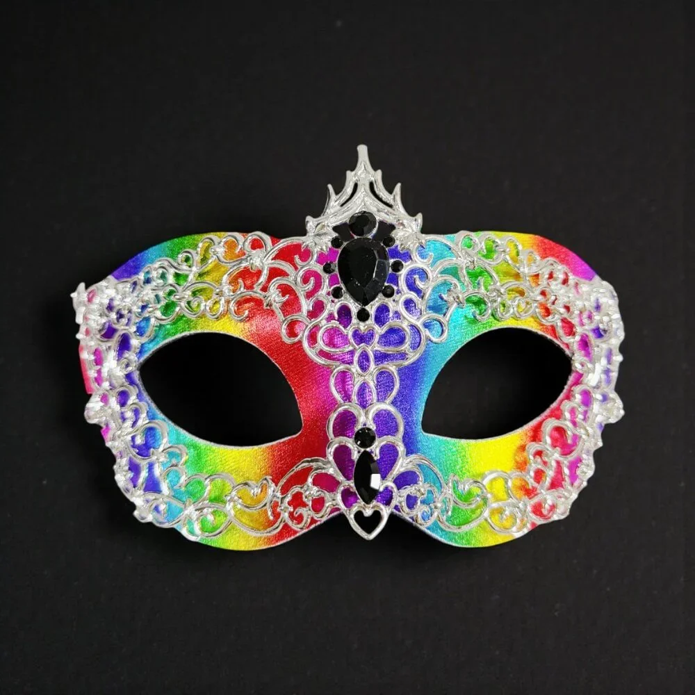 Silver Rainbow mask, Masquerade mask, Cosplay mask, ball party mask, Prom mask